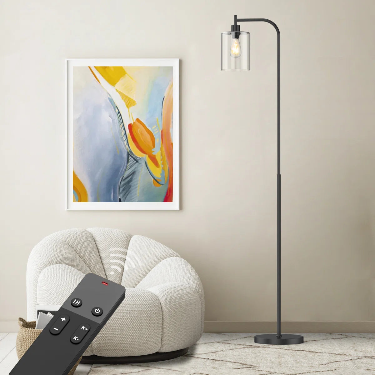 Candye 66'' Arched Floor Lamp with Remote Control and Bulb Included