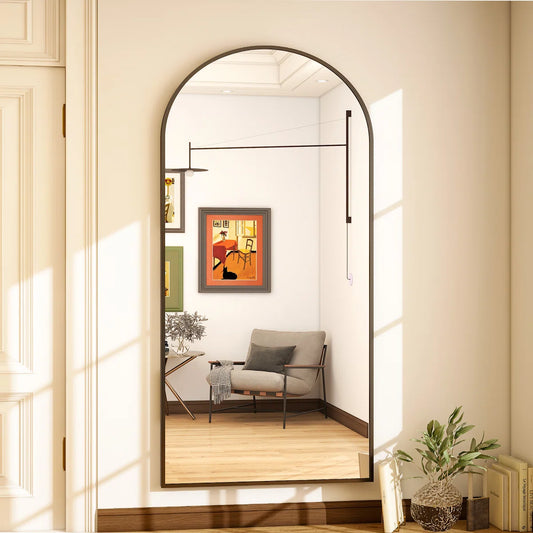 Arched Metal Oversized Full Length Mirrors Wall Mirrors with Stand
