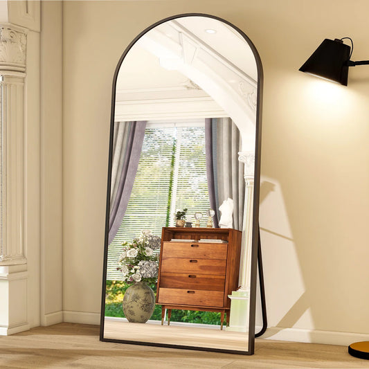 Arched Metal Oversized Full Length Mirrors Wall Mirrors with Stand