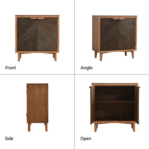 Asante Vintage Storage Accent Textured 2-Door Cabinet with with Wood Handles,Rich Brown